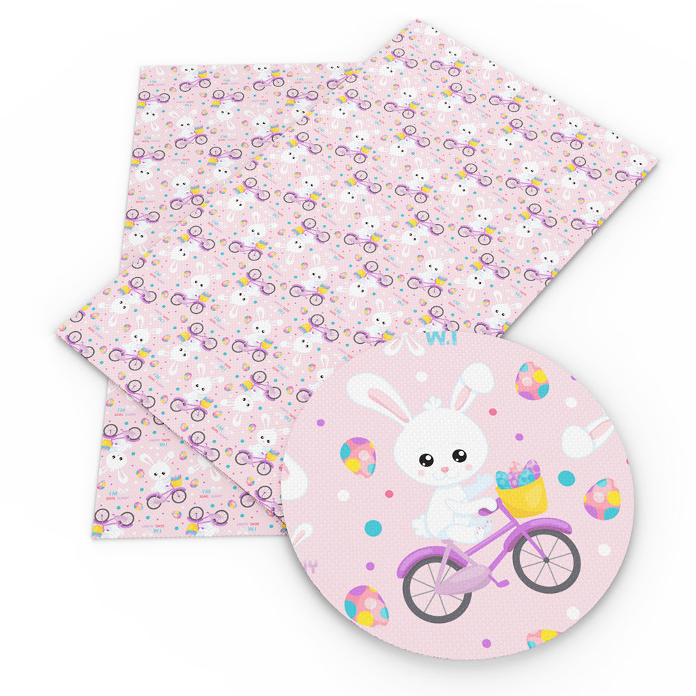 easter bunny rabbit bunny bicycle printed faux leather