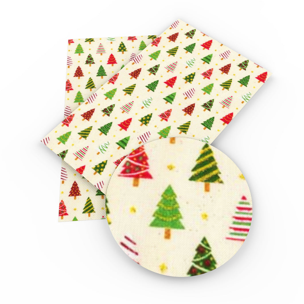 christmas tree christmas day printed faux leather