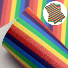 Load image into Gallery viewer, rainbow color stripe printed faux leather
