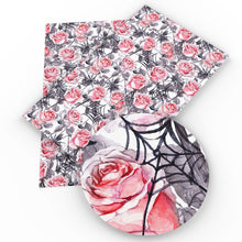 Load image into Gallery viewer, halloween maple leaf flower floral spider web printed faux leather set（9pieces/set）
