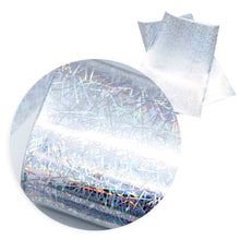Load image into Gallery viewer, holographic laser paint splatter stripe smooth glossy glossy printed laser faux leather
