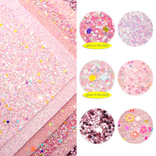 Load image into Gallery viewer, plain solid color pink series glitter faux leather set(6pieces/set)
