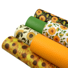 Load image into Gallery viewer, flower floral sunflower printed faux leather set（6piece/set）

