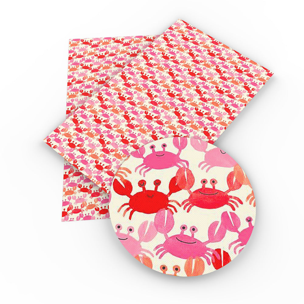 crab crabs printed faux leather
