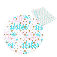 Load image into Gallery viewer, big sister little sister middle sister lil letters alphabet printed faux leather

