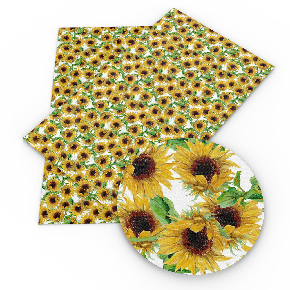 sunflower leaf leaves tree flower floral printed faux leather