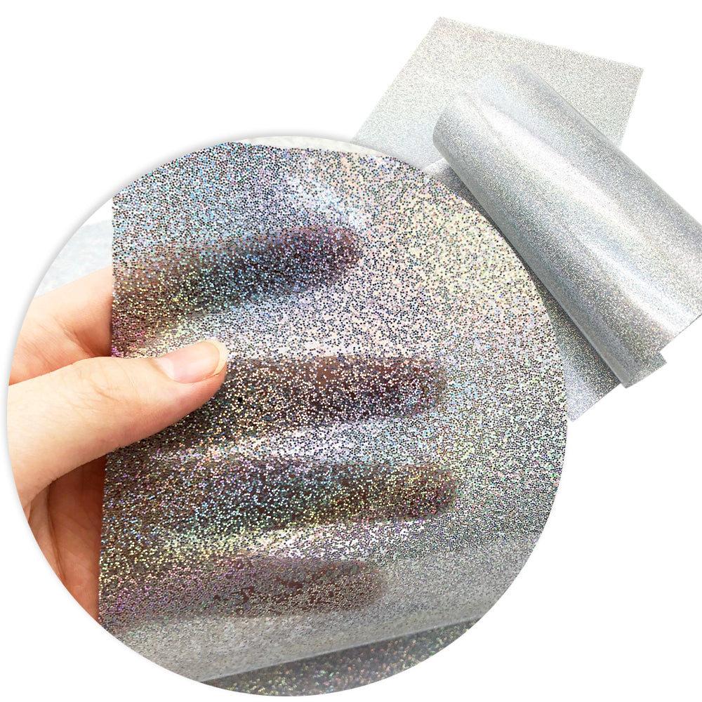 holographic laser clear transparent smooth glossy plain color solid color printed laser glitter faux leather