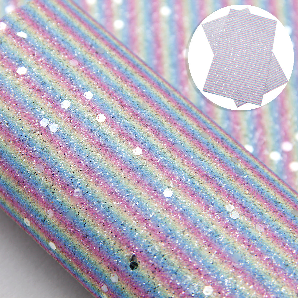 sequins paillette spangles rainbow color stripe chunky glitter printed sequins glitter striped rainbow faux leather