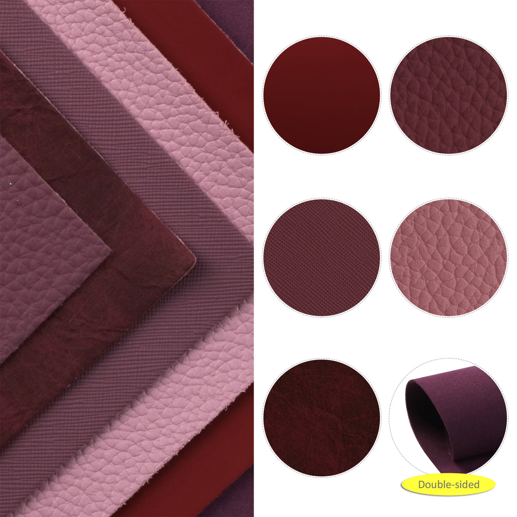 plain solid color purple series faux leather set(6pieces/set)