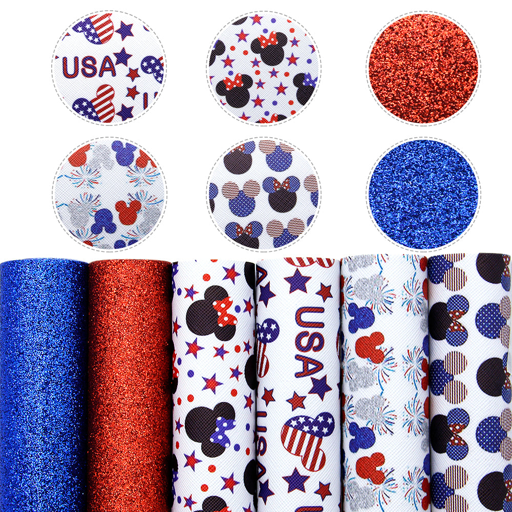 usa fourth of july independence day printed faux leather set（6pieces/set）
