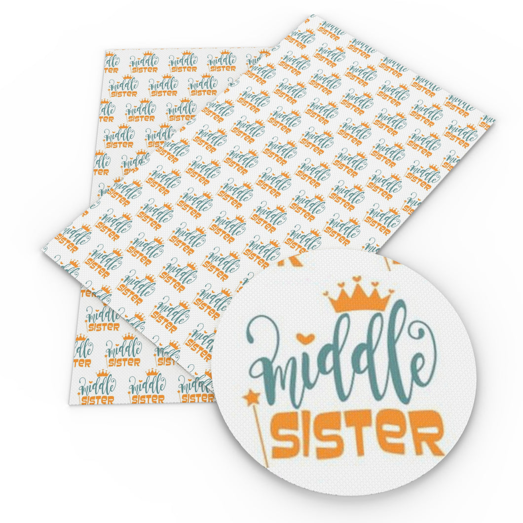 big sister little sister middle sister lil printed faux leather
