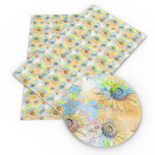 Load image into Gallery viewer, sunflower flower floral paint splatter printed faux leather
