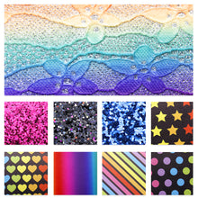 Load image into Gallery viewer, heart love valentines day rainbow color printed faux leather set（9piece/set）
