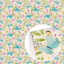 Load image into Gallery viewer, flower floral leaf leaves tree plant butterfly printed faux leather
