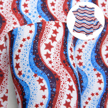 Load image into Gallery viewer, star starfish chevron zig zags usa fourth of july independence day printed faux leather
