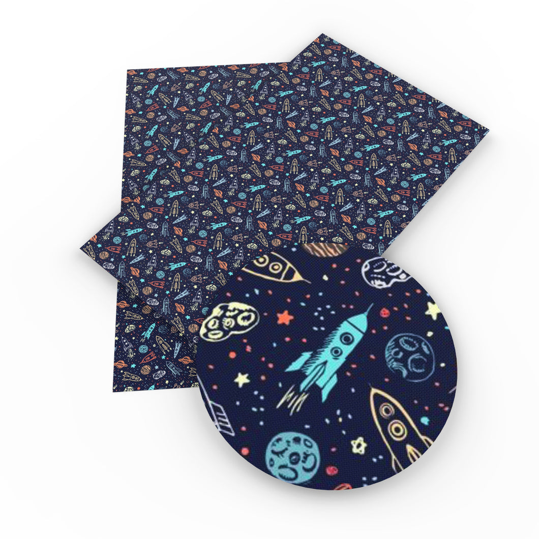 planet solar system galaxy printed faux leather