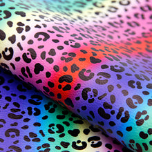 Load image into Gallery viewer, gradient color leopard cheetah rainbow color printed faux leather
