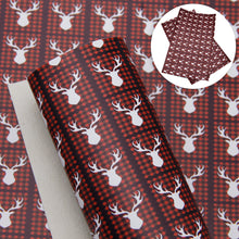 Load image into Gallery viewer, deer reindeer giraffe plaid grid gingham tartan buffalo plaid christmas day printed faux leather
