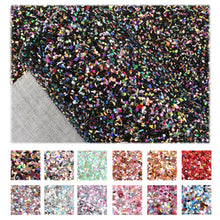 Load image into Gallery viewer, chunky glitter sequins paillette spangles multicolor big small sequins mixed printed chunky glitter sequins faux leather
