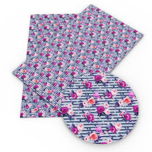 Load image into Gallery viewer, flower floral stripe printed faux leather
