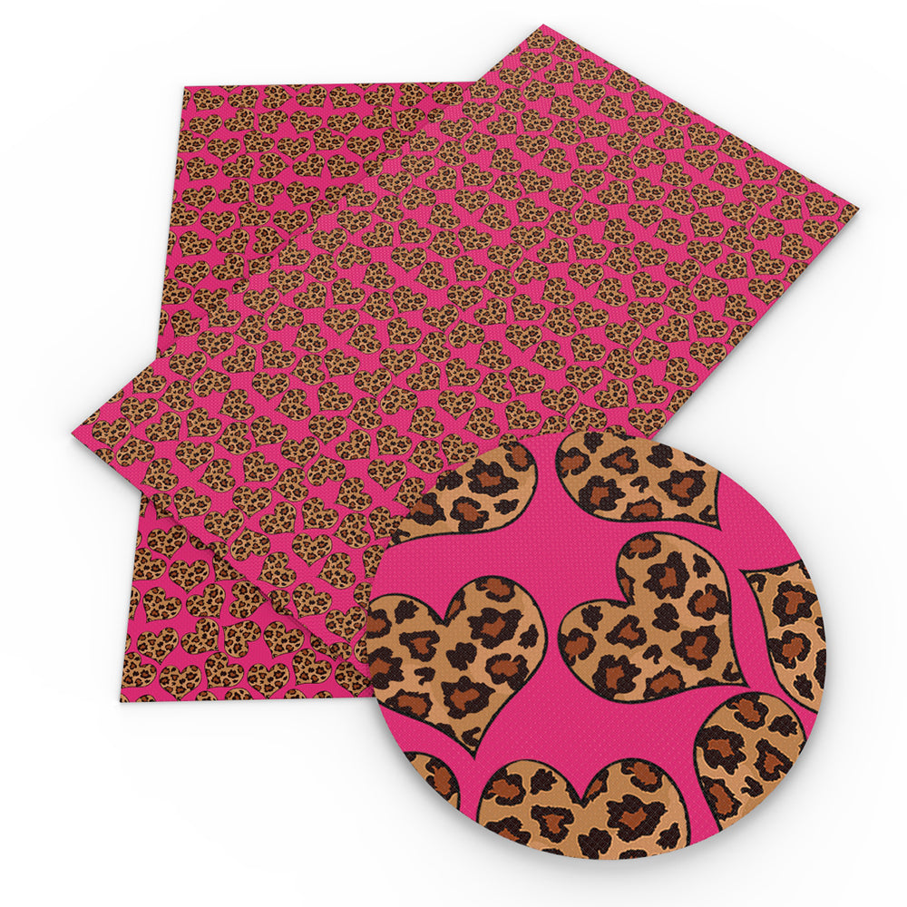 valentines day heart love leopard cheetah printed faux leather