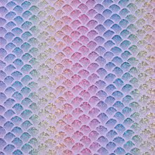 Load image into Gallery viewer, fish scales mermaid scales holographic laser colourful gold hot stamping litchi texture rainbow color printed laser fish scale pattern faux leather
