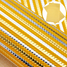 Load image into Gallery viewer, weaved braided gold foil metallic gold hot stamping silver hot stamping stripe bump texture printed bump texture weave pattern gold silver faux leather
