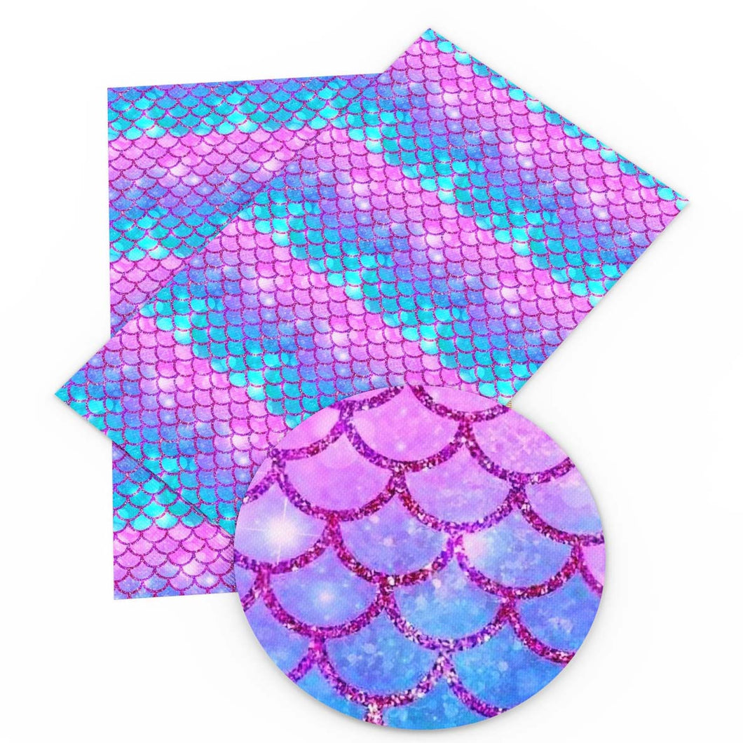 fish scales mermaid scales purple series printed faux leather