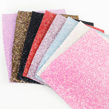 Load image into Gallery viewer, glitter pvc chunky glitter big small sequins mixed glossy matte multicolor printed glitter fabric
