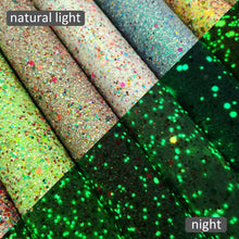 Load image into Gallery viewer, sequins paillette spangles big small sequins mixed multicolor printed glow in the dark series glitter sequins faux leather
