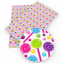 Load image into Gallery viewer, candy sweety lollipop lolly pops printed faux leather
