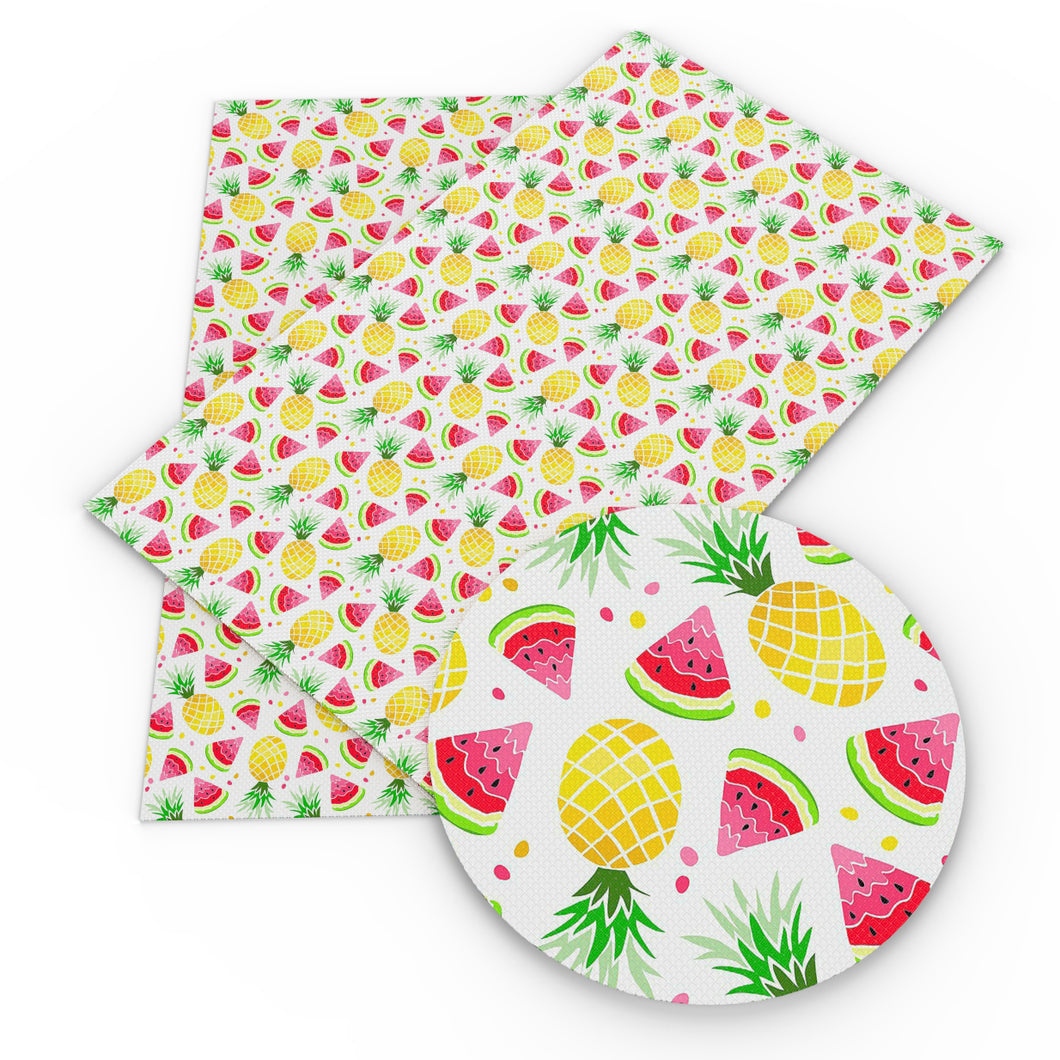 pineapple watermelon printed faux leather