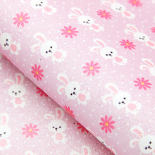 Load image into Gallery viewer, rabbit bunny flower floral dots spot printed faux leather
