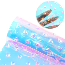Load image into Gallery viewer, magic color iridescent heart love star starfish rhinestones artificial diamond triangle dots spot dragonfly lipstick lips printed transparent iridescent faux leather
