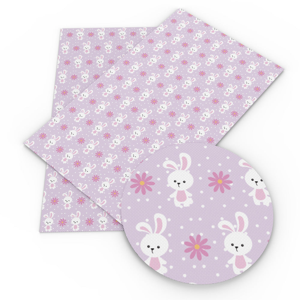 rabbit bunny flower floral dots spot printed faux leather