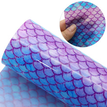Load image into Gallery viewer, fish scales mermaid scales purple series printed faux leather
