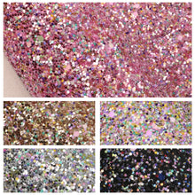 Load image into Gallery viewer, chunky glitter sequins paillette spangles printed multicolour chunky glitter sequins faux leather
