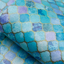 Load image into Gallery viewer, rhombus fish scales mermaid scales moroccan lattice lantern printed faux leather

