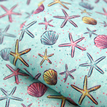 Load image into Gallery viewer, star starfish shell fish scales mermaid scales printed faux leather
