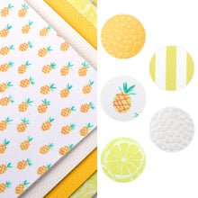 Load image into Gallery viewer, fruit stripe pineapple printed faux leather set（5piece/set）
