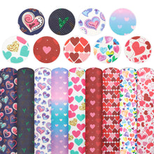 Load image into Gallery viewer, valentines day cross pattern cross textured rainbow color paint splatter heart love printed Valentine&#39;s Day faux leather set（9piece/set）
