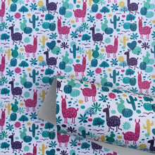 Load image into Gallery viewer, alpaca the cactus printed faux leather
