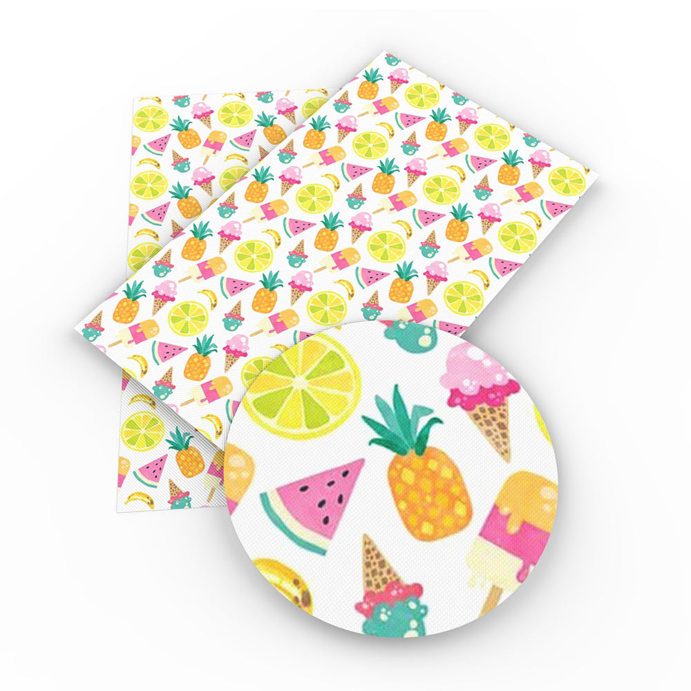 fruit cake cupcake ice cream popsicle watermelon pineapple printed faux leather