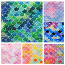 Load image into Gallery viewer, fish scales mermaid scales printed fine glitter faux leather set（6piece/set)
