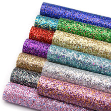 Load image into Gallery viewer, chunky glitter sequins paillette spangles big small sequins mixed multicolor striped glitter printed chunky glitter strip glitter sequins faux leather
