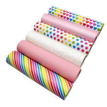 Load image into Gallery viewer, heart love stripe rainbow color valentines day printed faux leather set（6piece/set）
