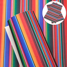 Load image into Gallery viewer, stripe rainbow color printed faux leather
