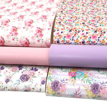 Load image into Gallery viewer, flower floral stripe printed faux leather set（6piece/set）
