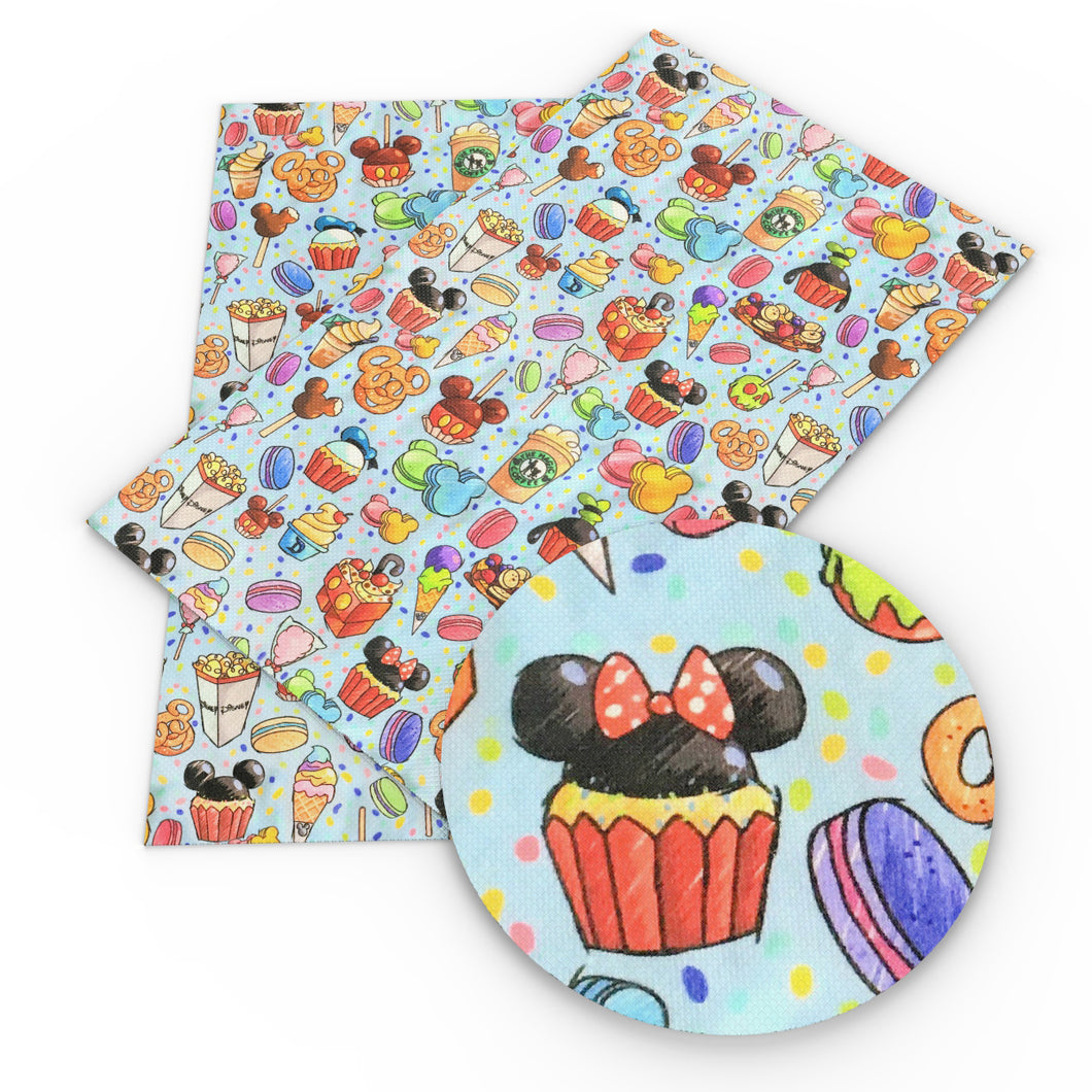 food cake cupcake ice cream popsicle printed faux leather