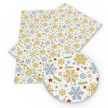 Load image into Gallery viewer, christmas day snowflake snow printed faux leather
